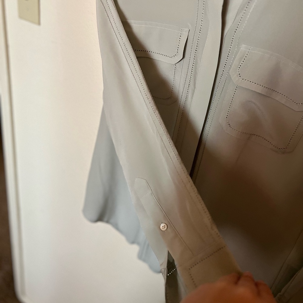 Sage Green 100% Silk Banana Republic Button Down - Picture 5 of 7